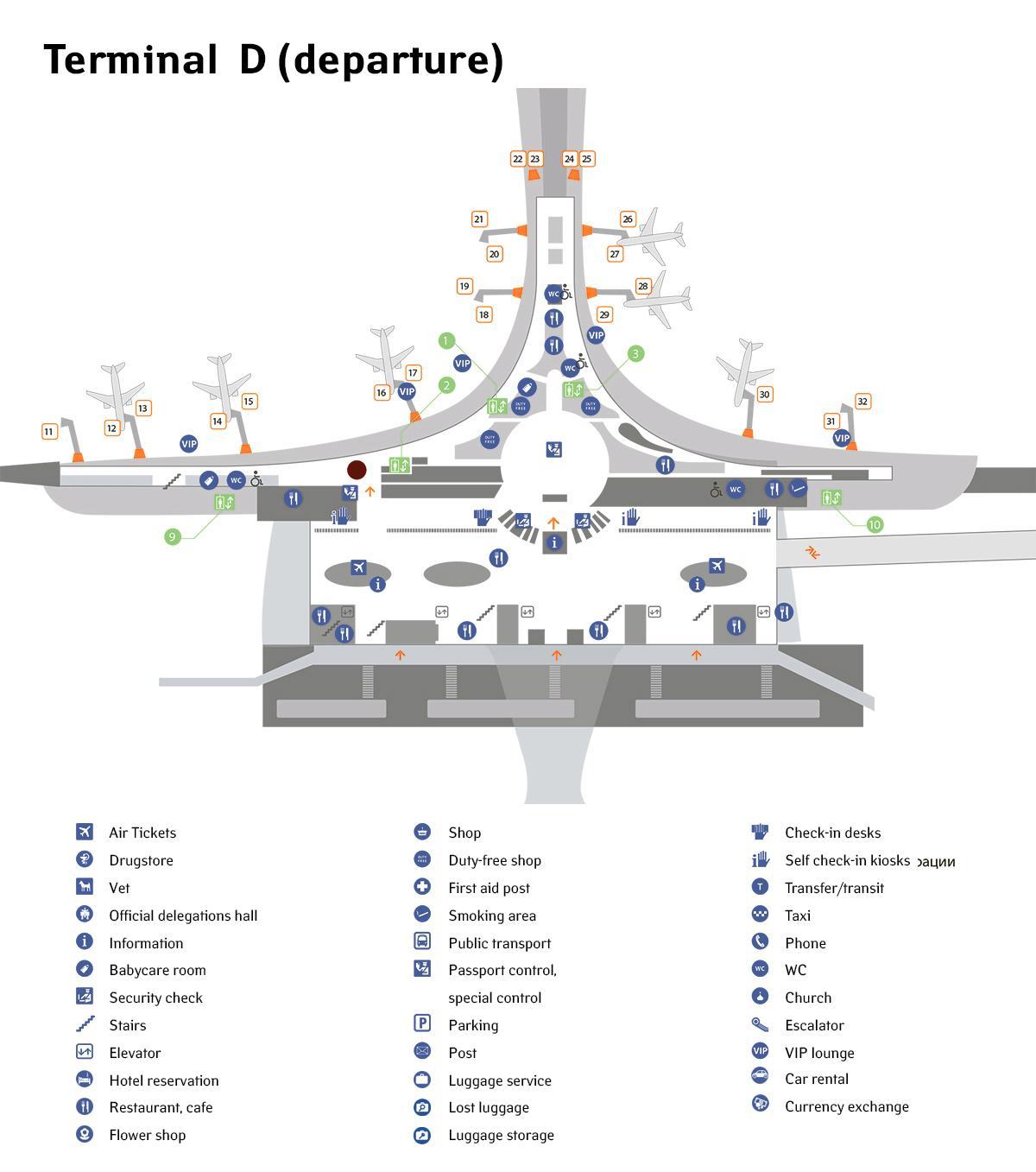 Aeroporto de Sheremetyevo mapa terminal d
