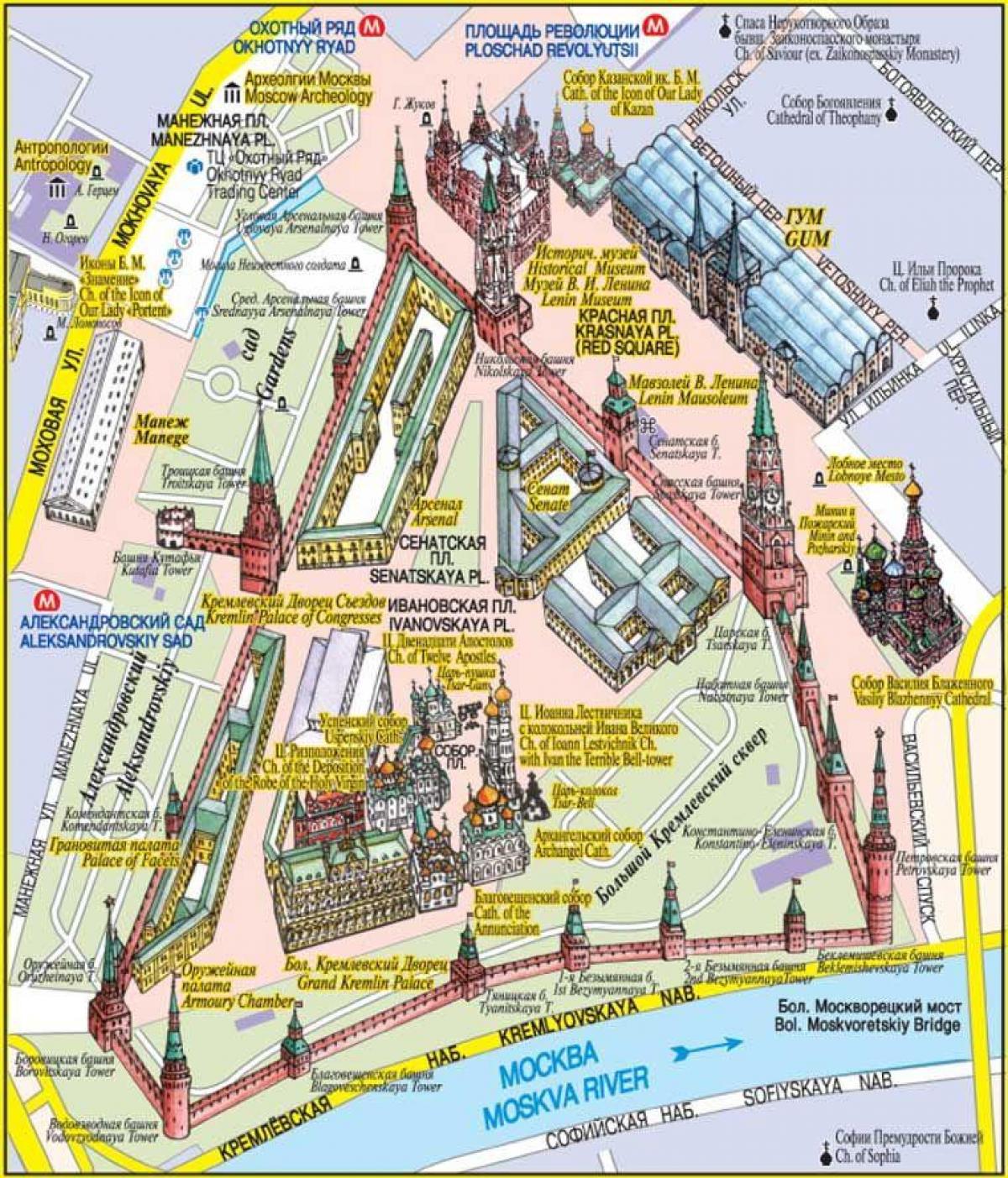 A Praça vermelha de Moscou mapa