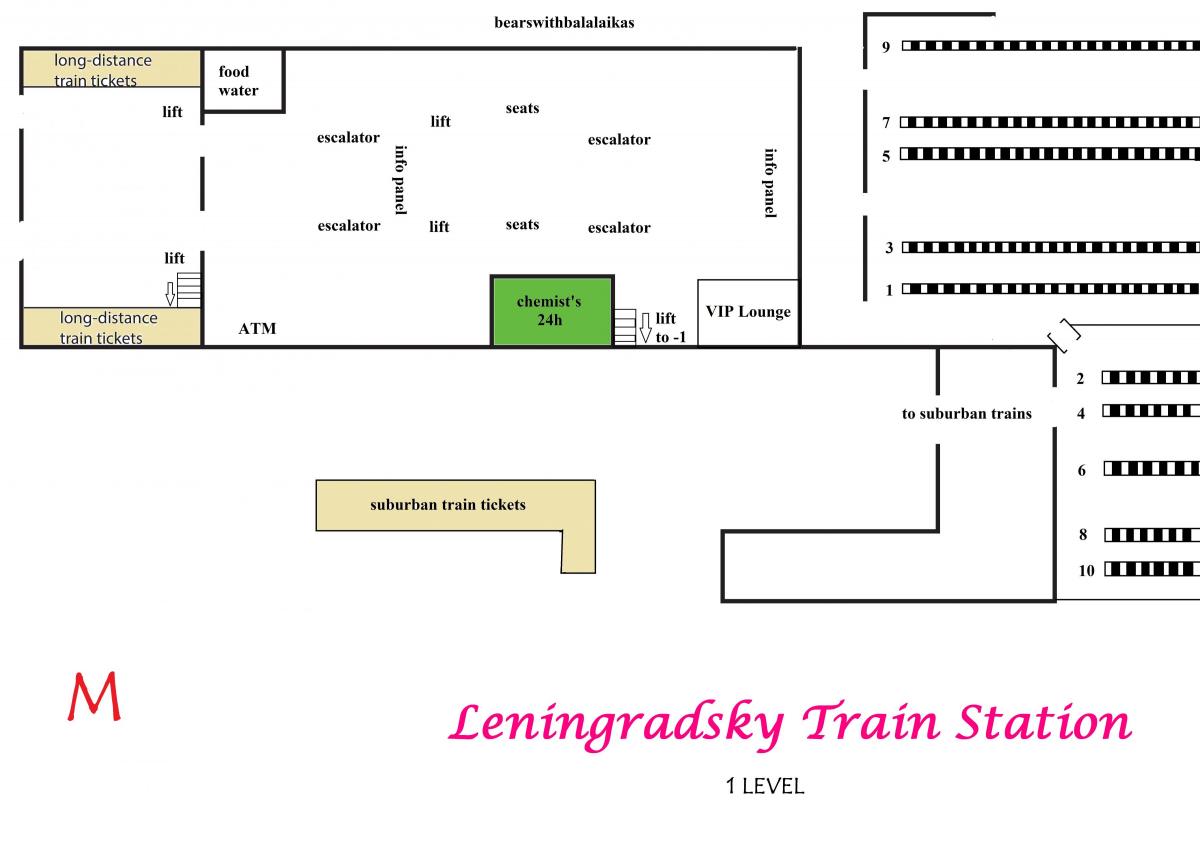 mapa de Leningradsky estação de Moscou
