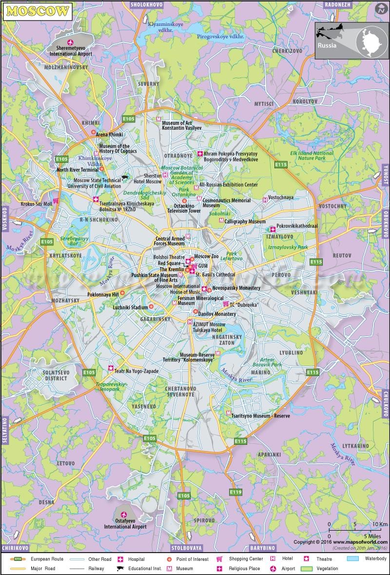 Moscow num mapa