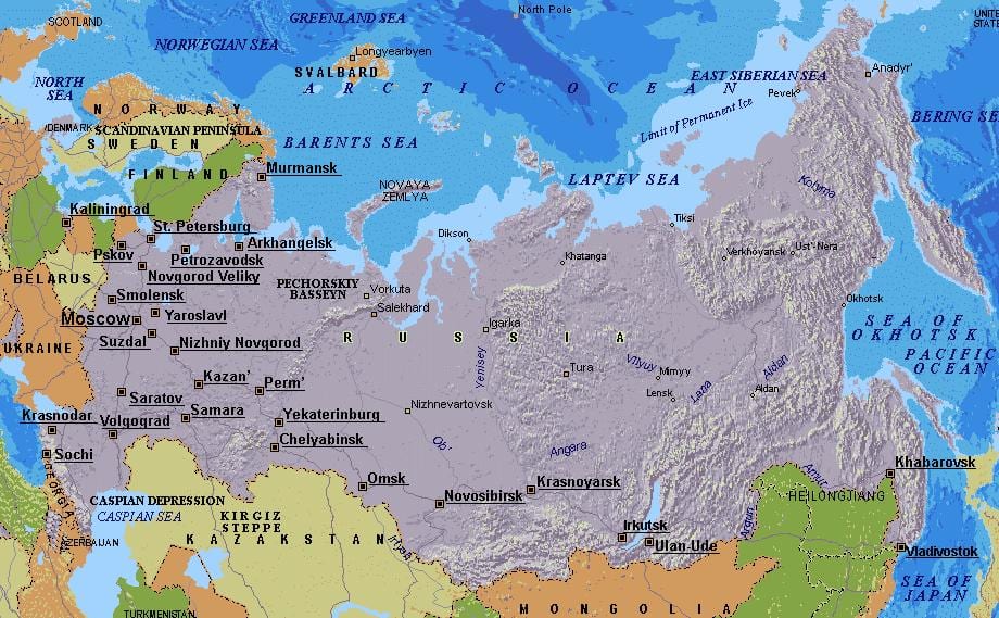 mapa de Moscovo, Rússia