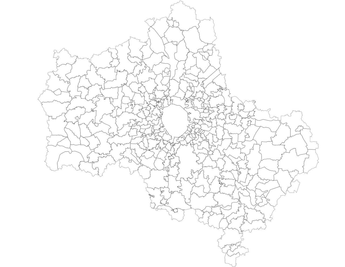 Moskva municípios mapa