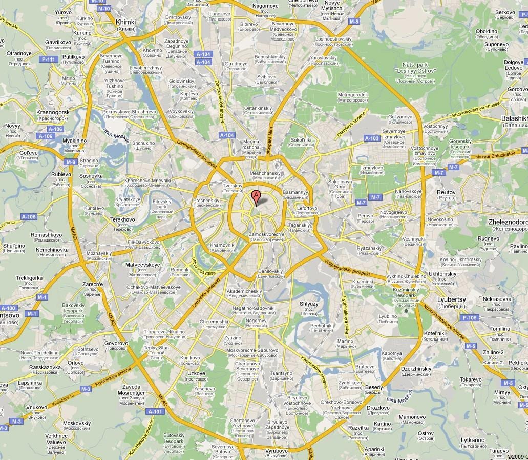 Moskva subúrbio mapa