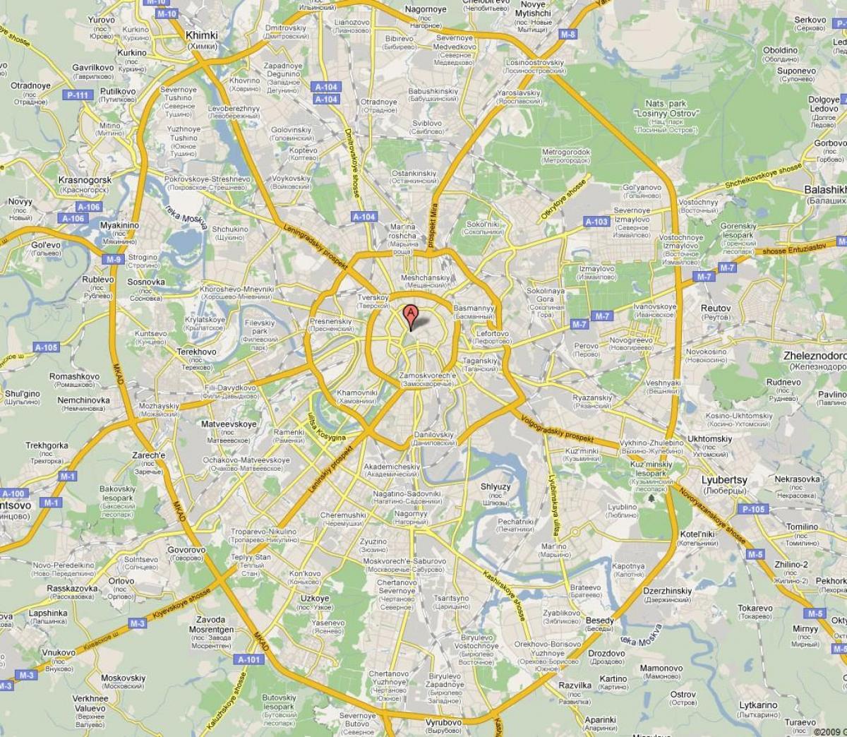 Moskva subúrbio mapa