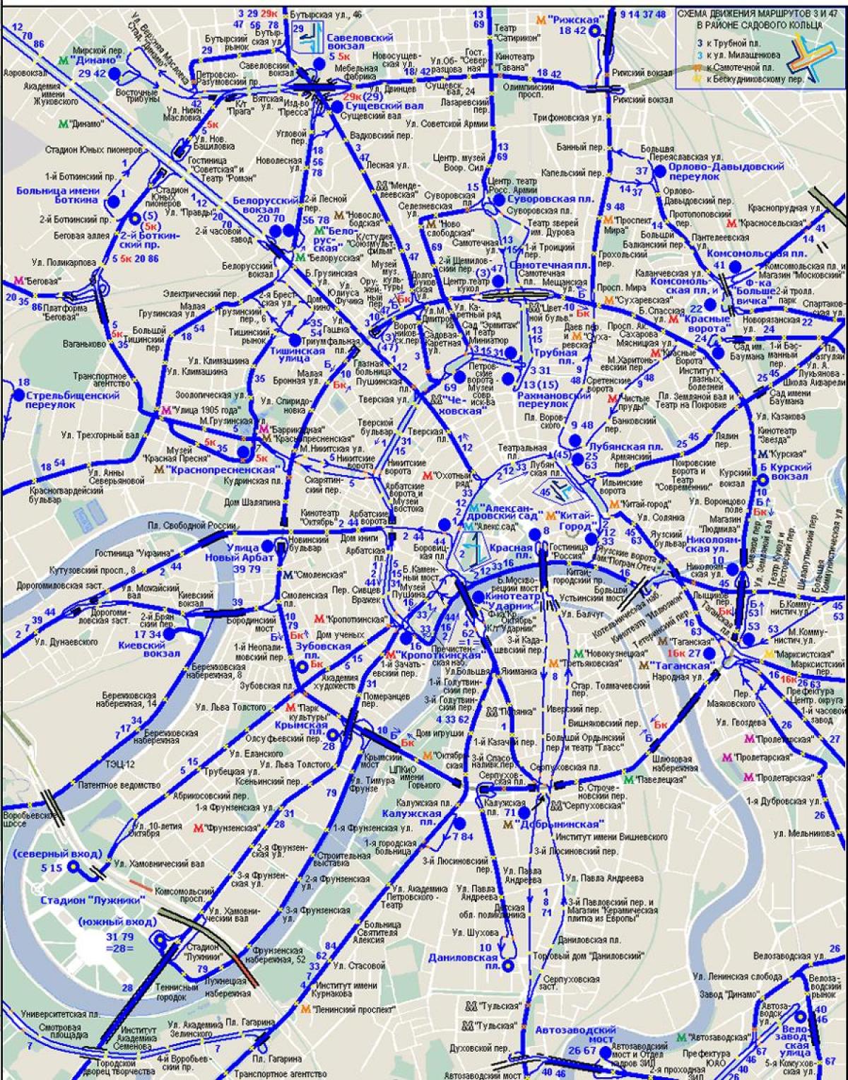 mapa de Moscovo trólebus