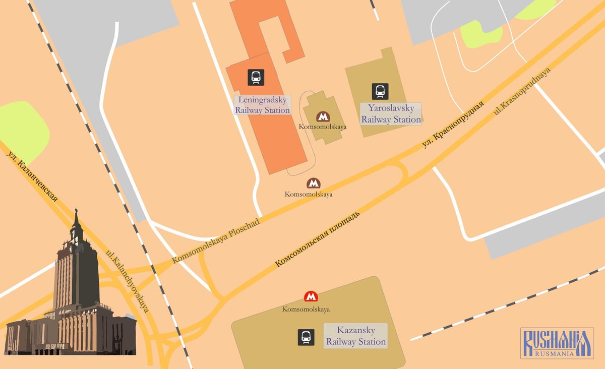 mapa de Moscovo oktiabrskaia estação