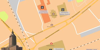 Mapa de Moscovo oktiabrskaia estação