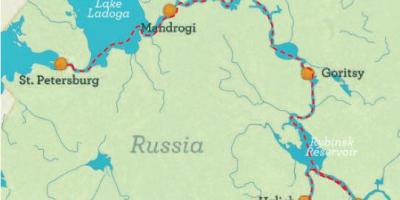 Mapa de são Petersburgo para Moscou cruzeiro